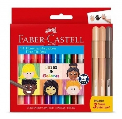 Marcador Escolar  Faber  X 12 + 3 Caras