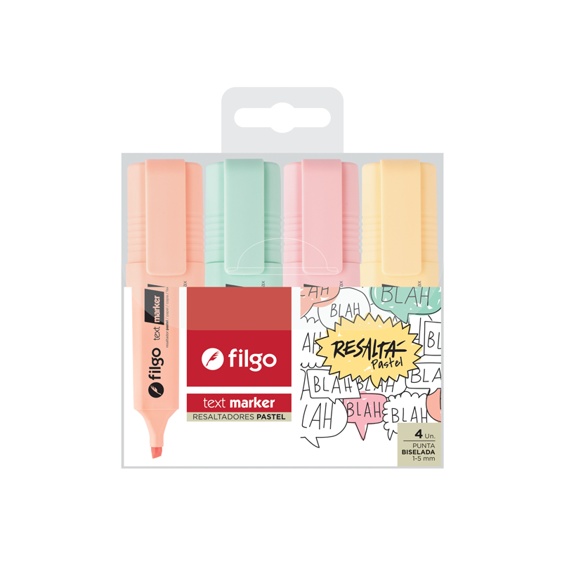 Resaltador Filgo Text Marker Pastel X 4