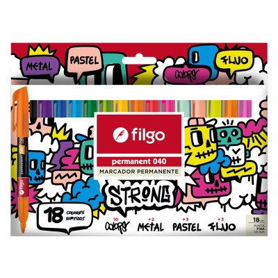 Marcador Perm Strong Filgo X 18 Surtido