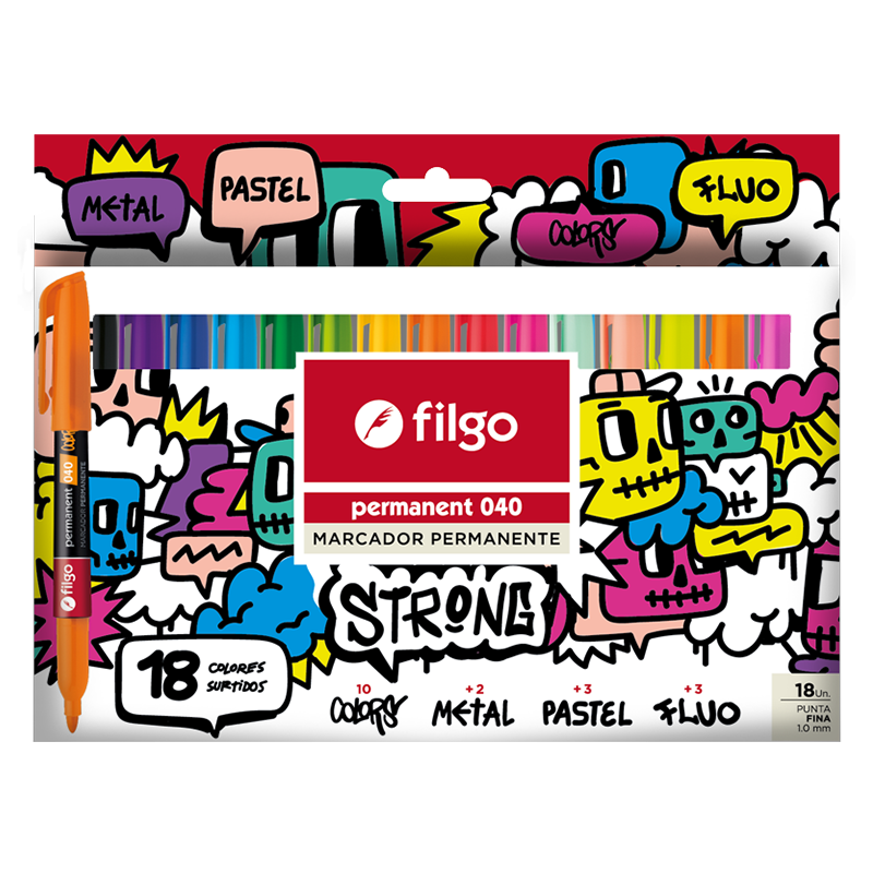 Marcador Perm Strong Filgo X 18 Surtido