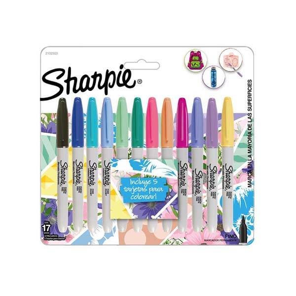 Marcador Sharpie Tropical X 12 + 5 Tarj
