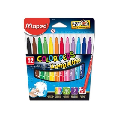 Marcador Escolar Maped Long Life X 12